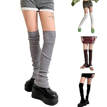 Dsgzkk Thigh High Leg Warmers Long Socks Ribbed Knit Side